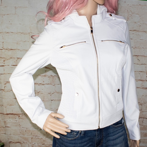Guess Donna Faux leather jacket with hoodie - Picture 1 of 8